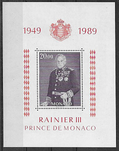 Монако 1989, 40 лет Правления Князя Ренье III, блок